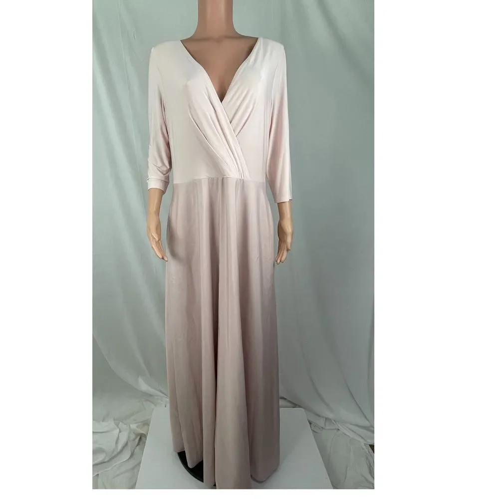 Alfred Sung size XL soft mauve ballet pink v neck fit & flare dress, ballet core - Picture 6 of 12